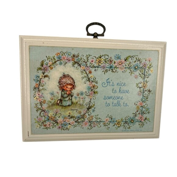 Vtg. Hallmark Plaque Religious Baby Nursery Decor Prayer Floral Wall Hanging - Picture 6 of 14